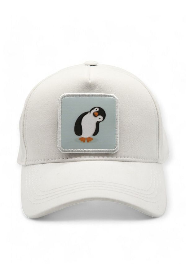 CraftID-White Unisex 5 Panel Hat - Penguin Pattern Replaceable Patch 1