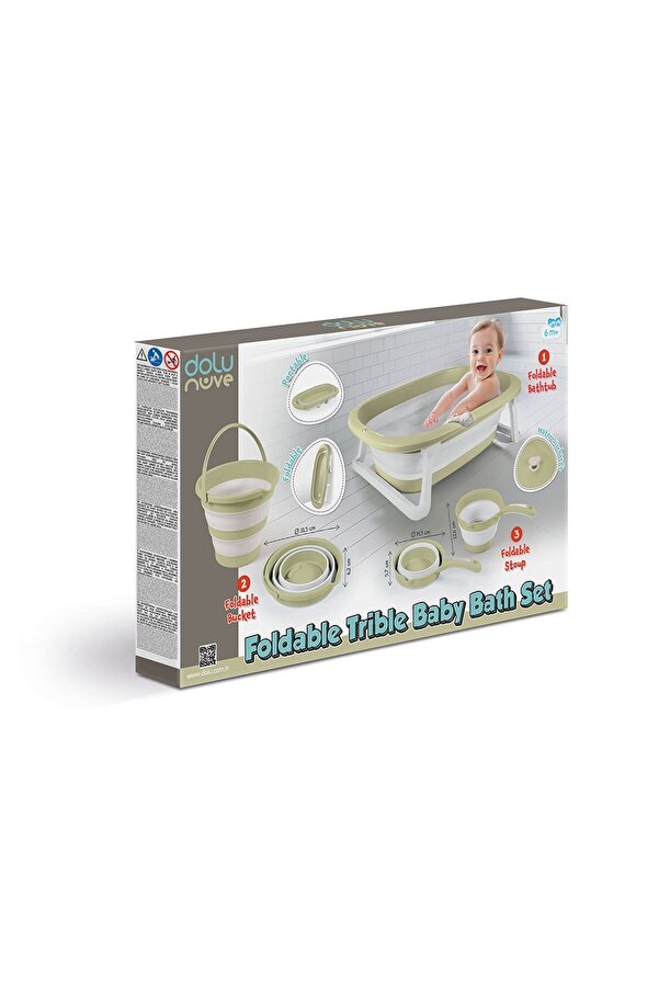 DOLU OYUNCAK Katlanabilir 3'lü Bebek Çocuk Banyo Seti - Yeşil