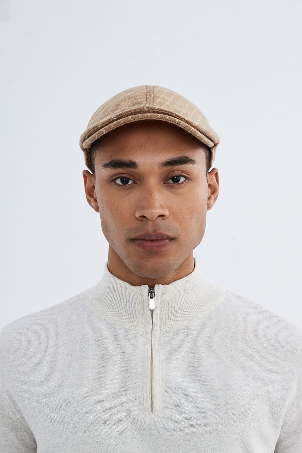 Nordbron-Men's Camel Line Pattern Thick Cap Textured Wool Durable Adjustable Strap Hat Askai 1