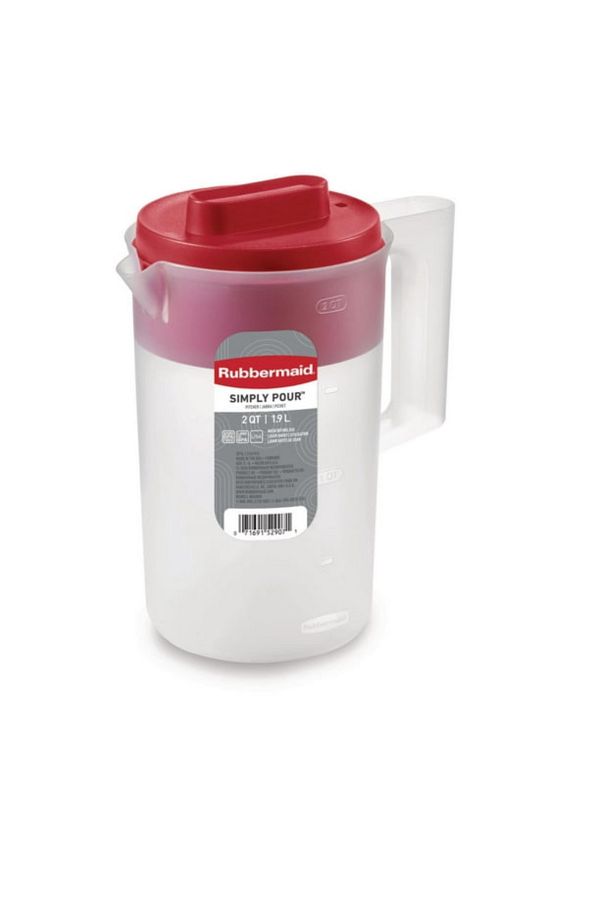 RUBBERMAID-Covered Pitcher Racer Red Lid 2 Qt. 1