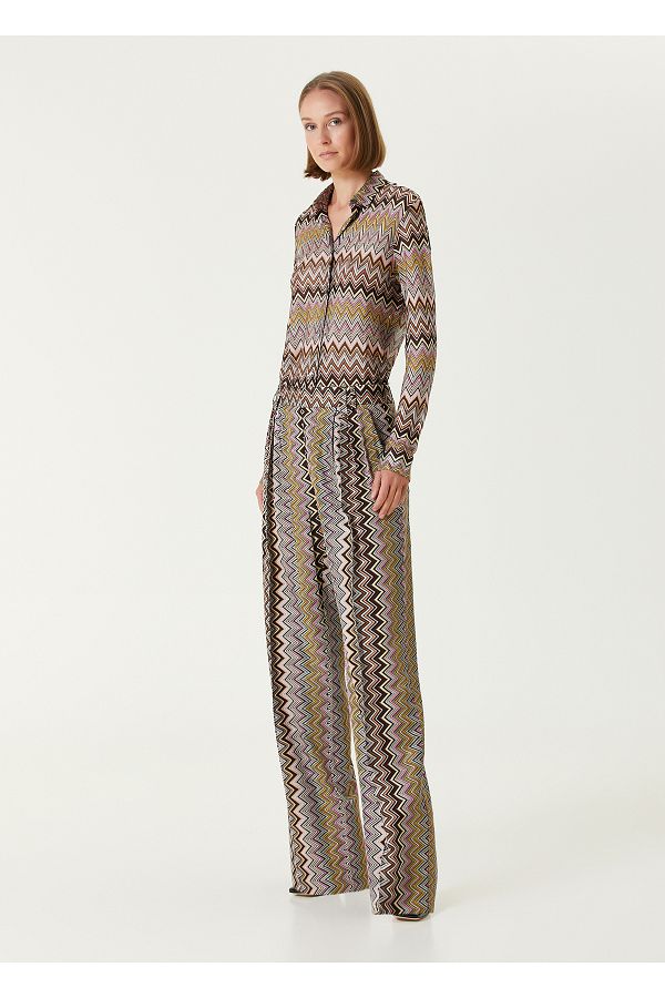 Missoni-Yellow Zigzag Patterned Pants Size: 48 1