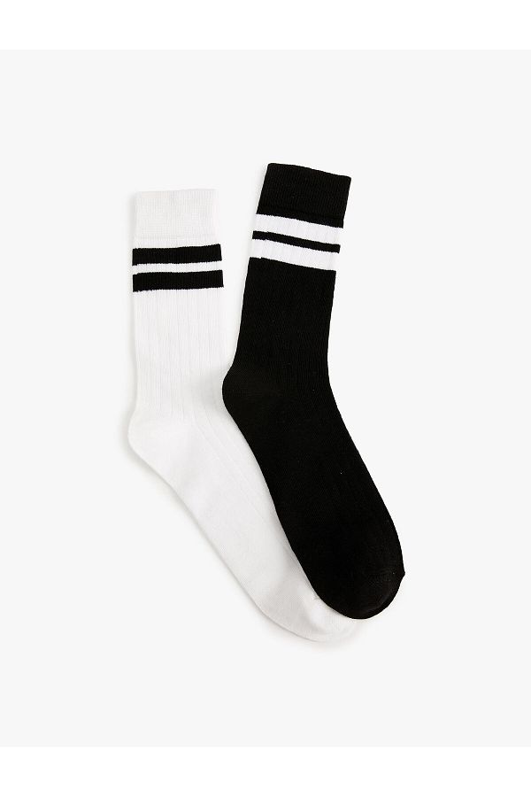 Koton-Set of 2 Socks with Multicolored Stripe Pattern 1