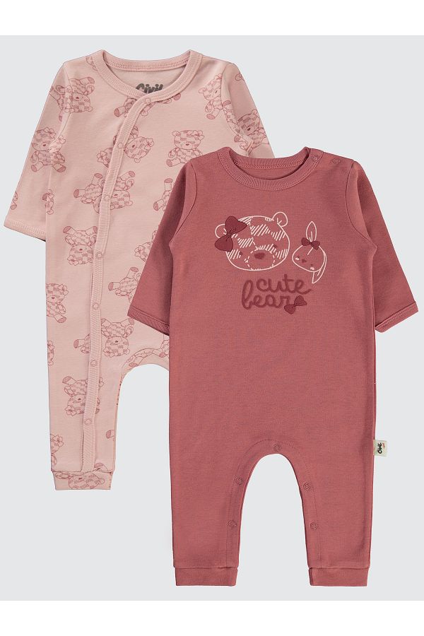 Civil Baby-Claret Red Baby Girl Romper - 3-9 Months, 2-Piece, No Booties 1