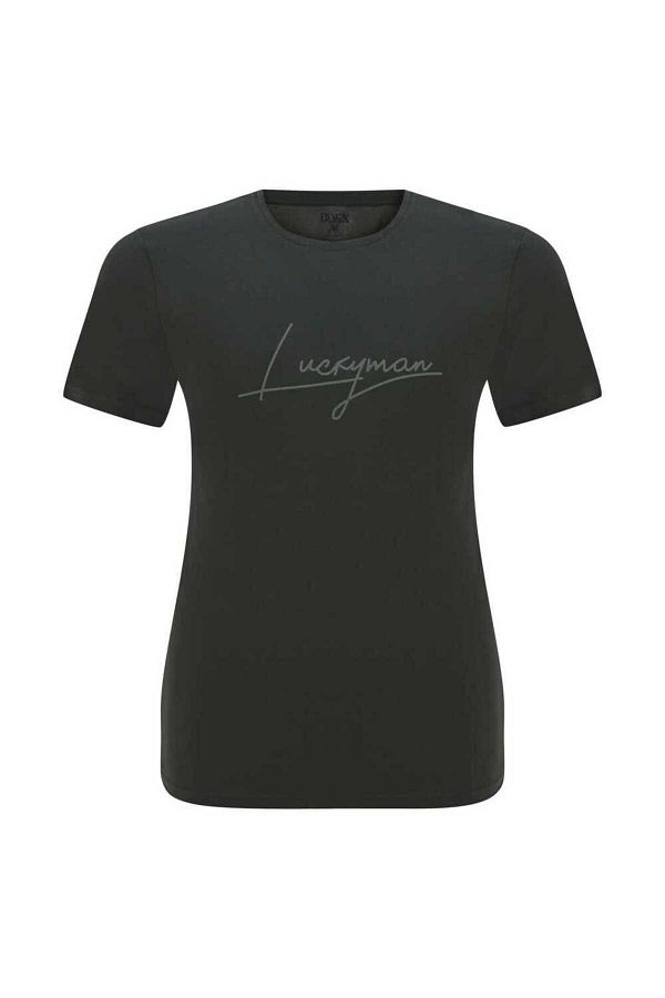 DOSXX-Men's Luckyman Printed Classic Fit 0 Collar T-Shirt 1