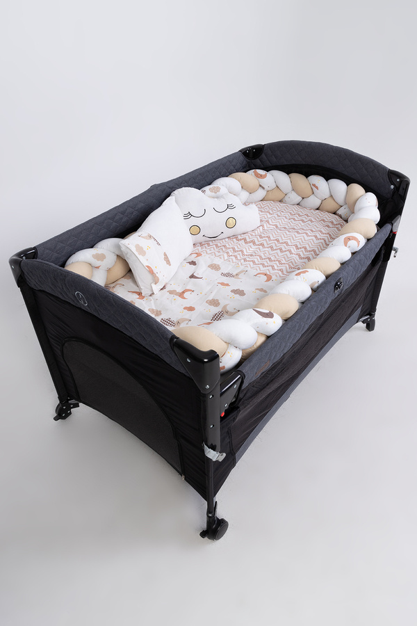 MARAL Örgülü Park Beşik Uyku Seti Kahverengi 70x110, 70x120, 70x130, 60x120