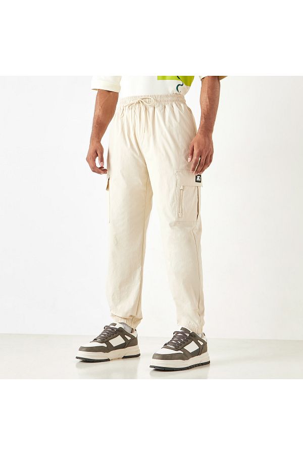 Starter-Solid Regular Fit Cargo Joggers With Flexi Waist And Pockets 1