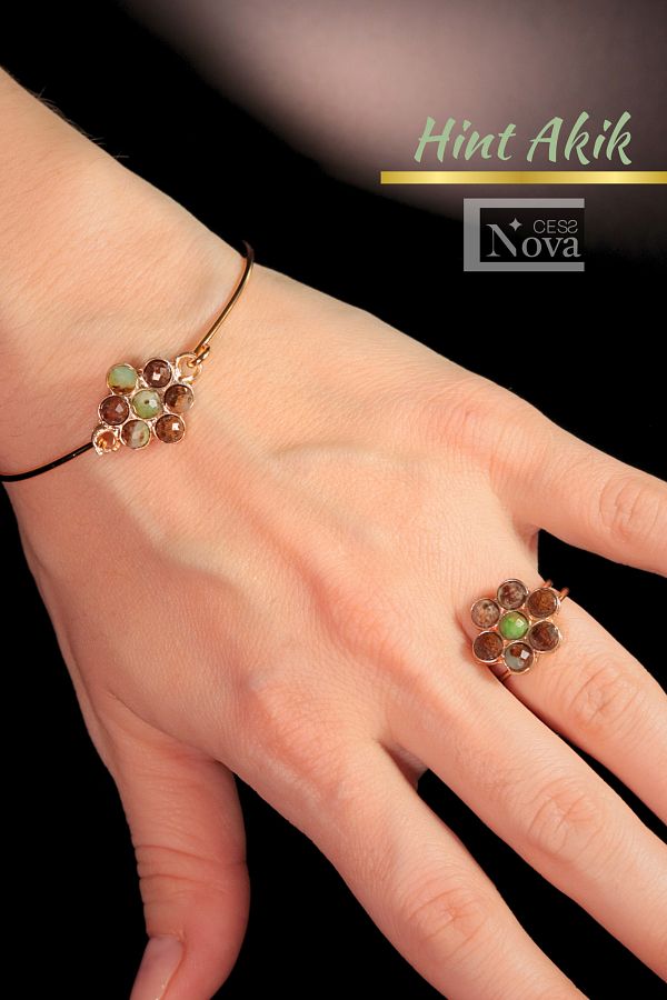 CessNova-Natural Stone Indian Bracelet and Ring Set - Valentine's Day, New Year, New Year, Gift 1