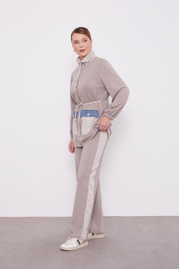 Levidor Stone Pocket Embroidery Detailed Jacket Set