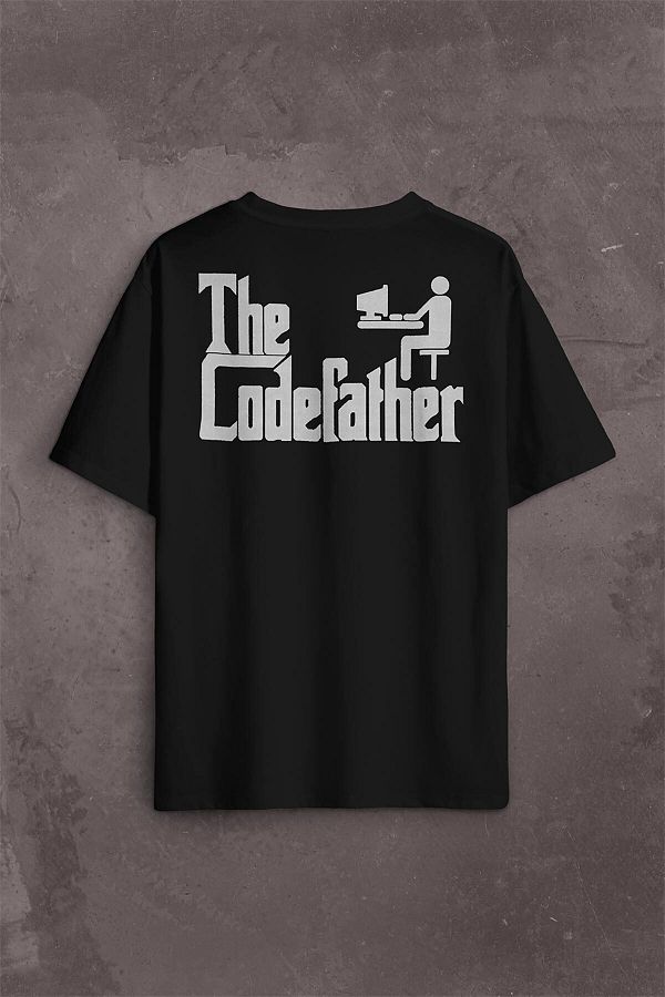 Kendim Seçtim-The Codefather Godfather Computer Code Pirate Hacker Software Developer Back Front Printed Oversize T-Shirt Uni 1