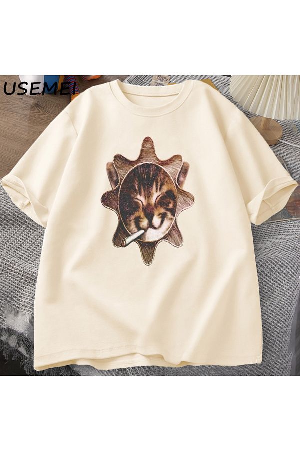 Drippy-Che Glo Cat Kitten Sun T-Shirt - Y2K Destroy Lonely Design, Cotton Merchandise 1
