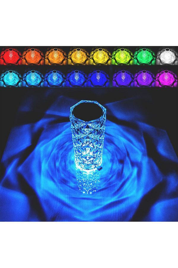 Generic-مصباح طاولة كريستالي LED ماسي، 16 لونًا شفافًا 1