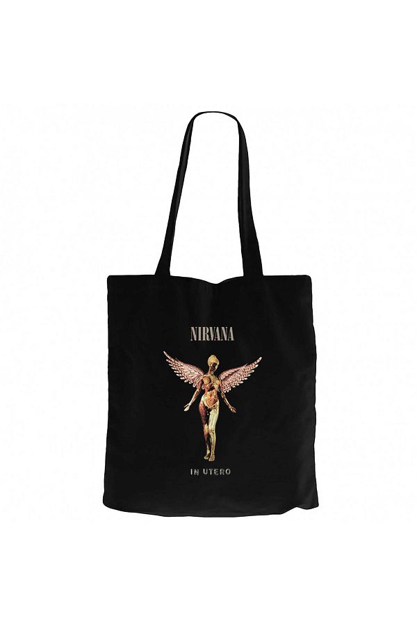 Z zepplin-Nirvana In Utero Black Canvas Tote Bag 1