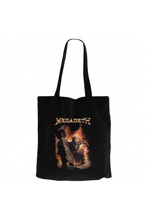 Z zepplin-Megadeth Arsenal of Black Canvas Tote Bag 1
