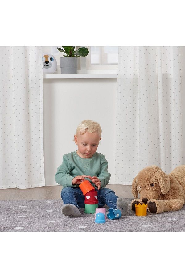 IKEA-Multi-Purpose 7 Piece Jigsaw Puzzle Educational Developer Multi-Colored Tower Build-Waste-Cast-Build Meat 1