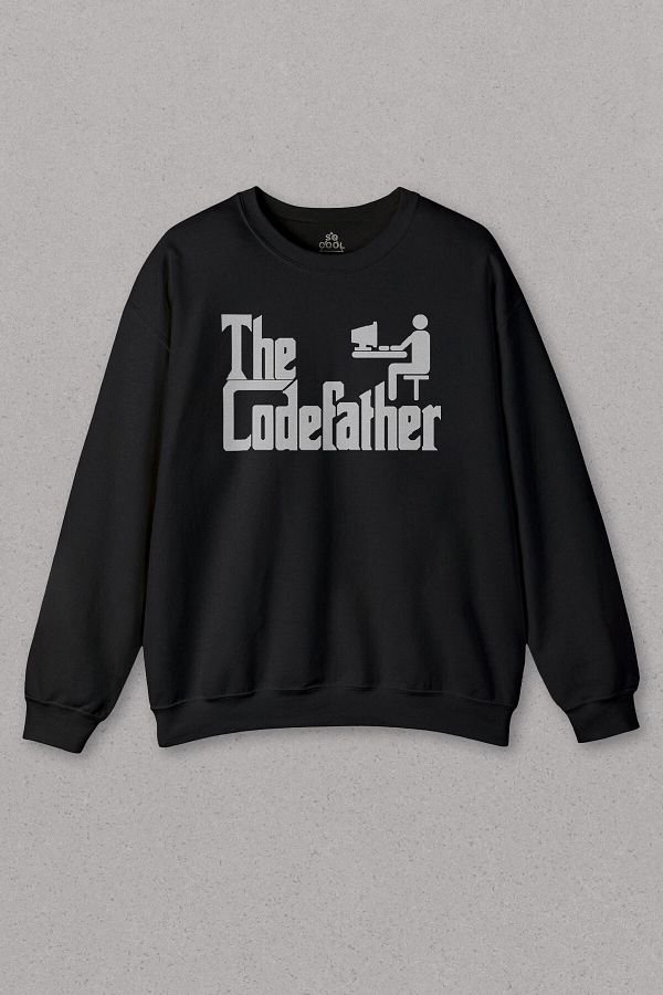 so cool-Unisex Sweatshirt The Codefather Godfather Computer Code Pirate Hacker Software Printed Sweat 1