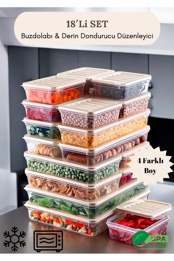 Flash Bazaar-18 Pieces of Storage Containers Suitable for Microwave and Freezer 1