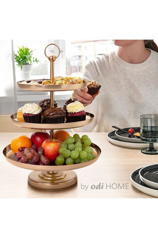 IKEA-Copper Color Stainless Steel Fruit Stand - 3 Tier Cake Pastry, 41x32x32 cm 1