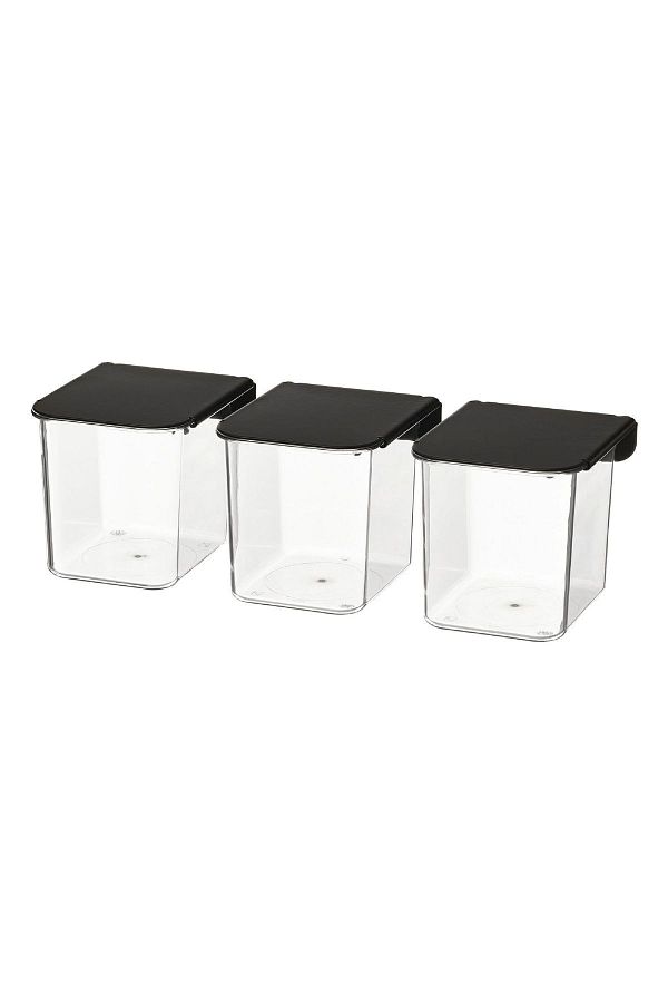 IKEA-Skadıs 3-Piece Black Lid Set Multi-Purpose Panel Part Transparent Box with Lid 7x8x8.5 cm 1