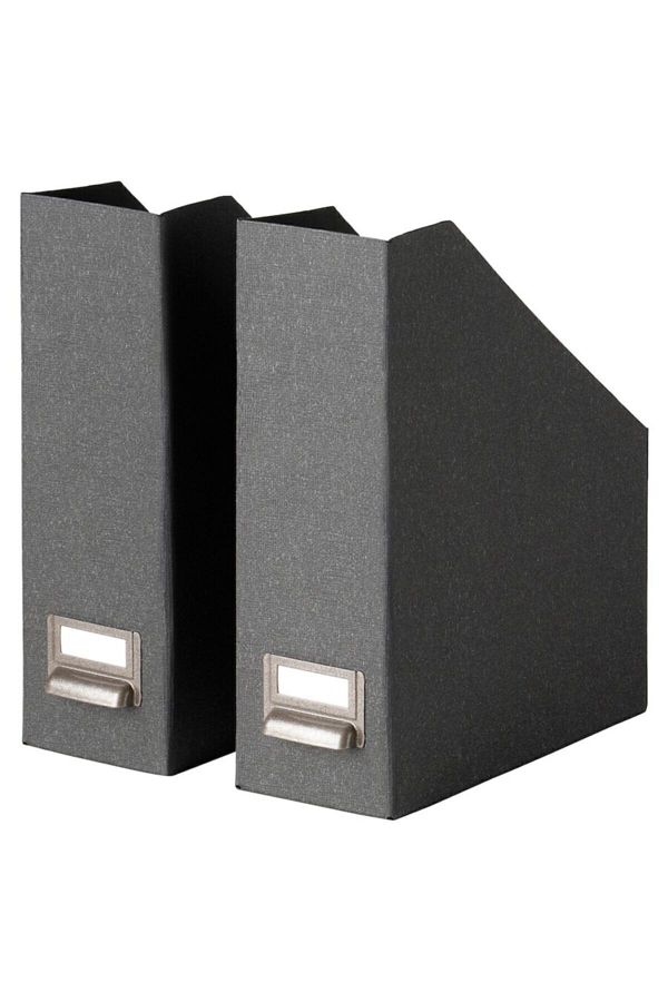 IKEA-Tjog Set of 2 Dark Gray Box Folder File Holder Magazine Holder Document Magazine File 2 Pieces 1