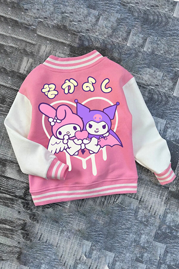SELF CONTROL Kuromi Melodi Çocuk Baskılı Pembe Kolej Kışlık Okulluk Kalın Kaliteli Kumaş