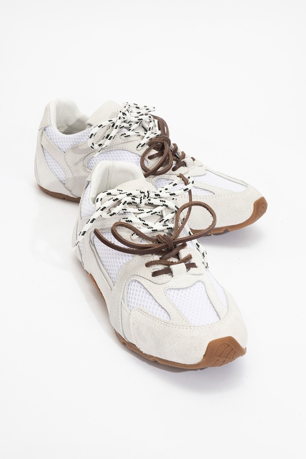 luvishoes Serena White Suede Genuine Leather Mesh Women's Sports Shoes