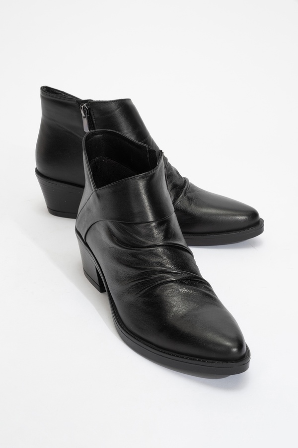 LuviShoes-حذاء نسائي بكعب سميك من الجلد الطبيعي باللون الأسود من RULE 1