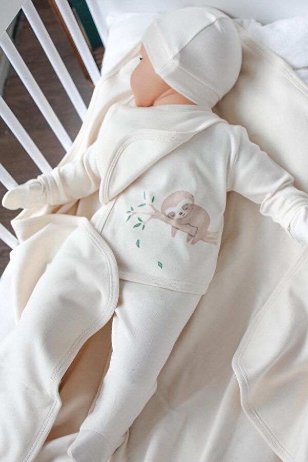 Mini Ropa Organik 5'li Hastane Çıkışı Koala 5'li Yenidoğan Seti Organik 5 Parça Zıbın Seti