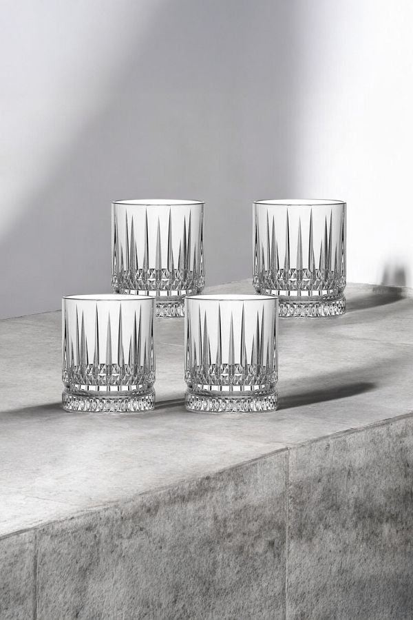 Vadi-Bianca Set of 4 Crystal Patterned Glass Soft Drink Glasses 222 ml - Stylish and Useful 1