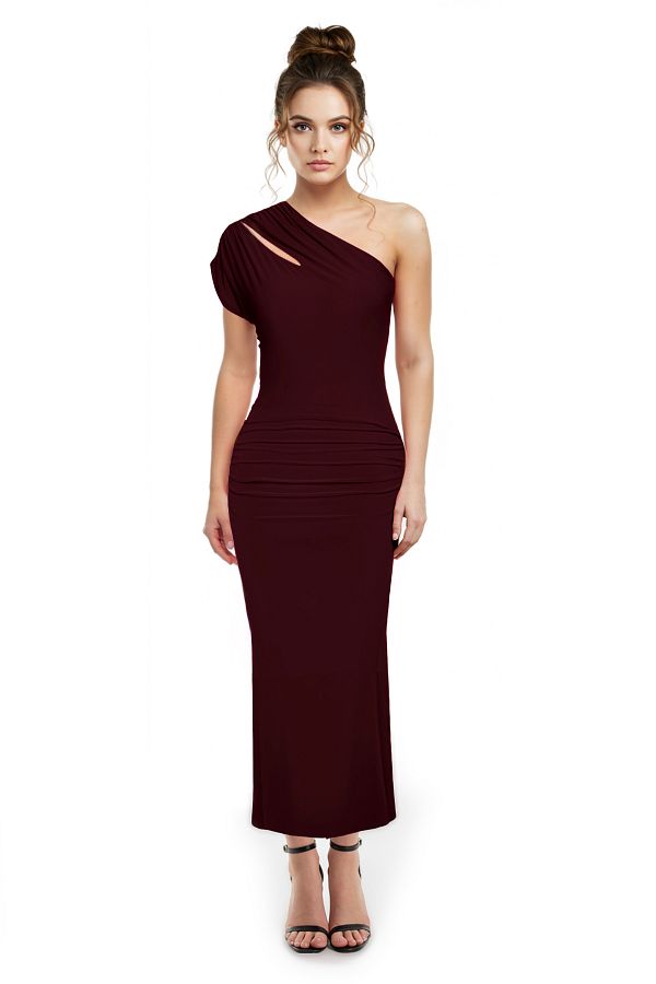 Trendyol Collection-Barna Midi béleletlen estélyi ruha éjszakai ballagási ruha TPRSS25EL00064 1