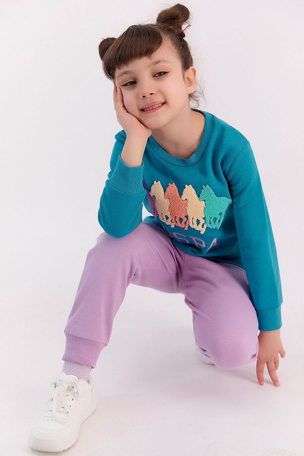 U.S. Polo Assn.-Base. Polo Assn Dark Petrol Girls Tracksuit Set 1
