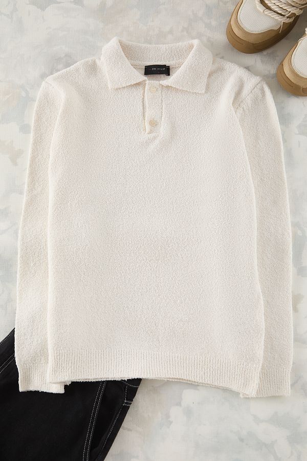 Trendyol Collection-Polo Neck Ecru Knitwear Sweater - Textured, Tmnaw25Kz00078 1