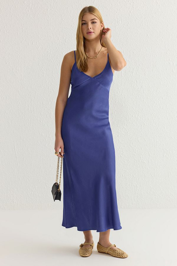 Trendyol Collection-Saks Απλό Maxi Υφαντό Φόρεμα TWOSS24EL00163 1