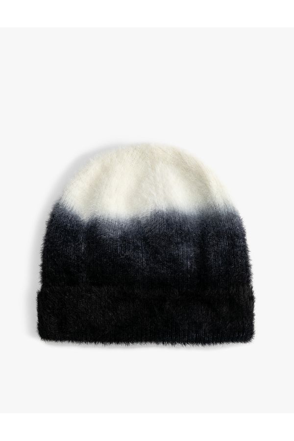 Koton-Soft Textured Beanie Color Block Fold Detailed Knit 1