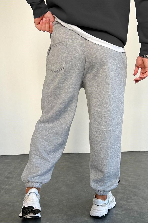 FEEL STYLE Unisex Gray Cotton Raised Sweatpants 3 Thread Manifesto Printed Trendyol