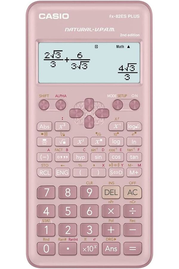 Casio-FX-82ESPLUS 10+2 Digit Standard Scientific Calculator With 252 Functions Pink 1