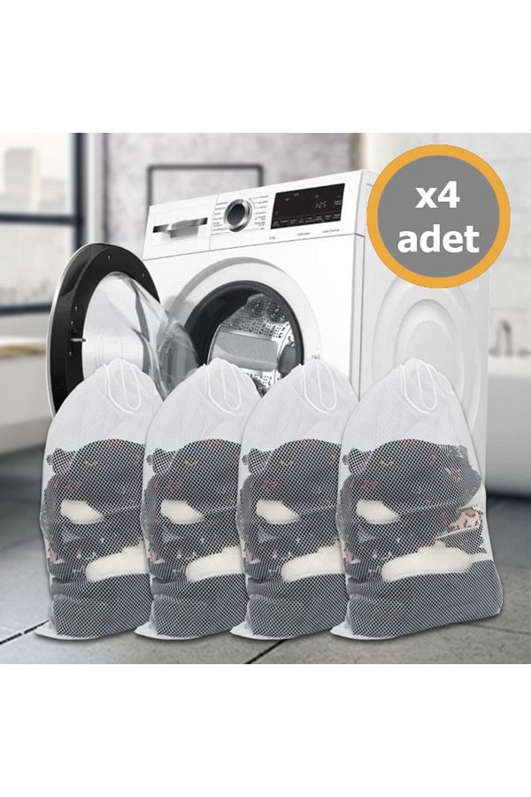 Malzek-4 Pieces of Laundry Net with String 35X45 cm (Large Size) 1