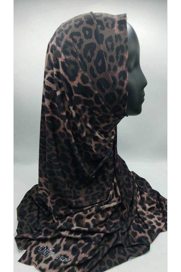 Differenza-Leopard Print Sandy Shawl - Brown Color 1