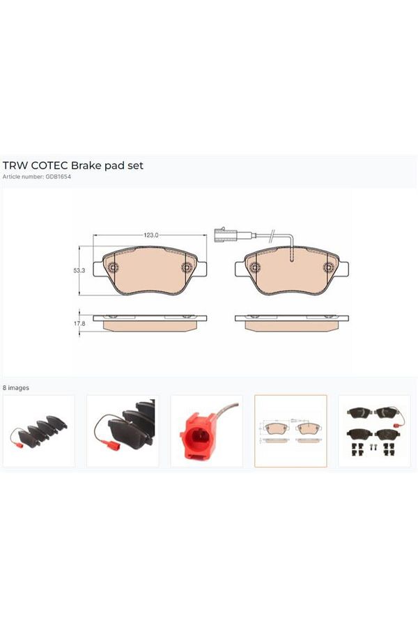 TRW-Fiorino-G.Punto-Bipper-Corsa-Nemo 1.3 06 Front Pads Doblo - Single Spring Linea 1.3 07 1