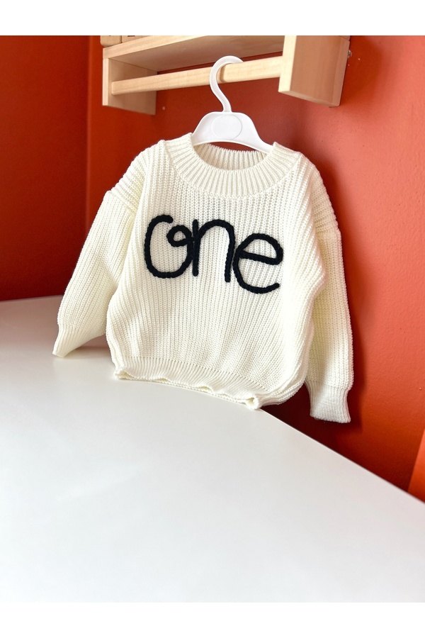 Hobimaker Triko Kazak Unisex Bebek Çocuk Selanik 1 Yaş One Yazılı İsimli Kazak