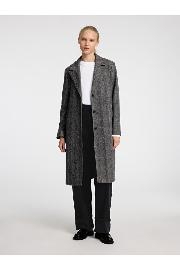 Selected Femme Langer Mantel Fischgrät- Trendyol