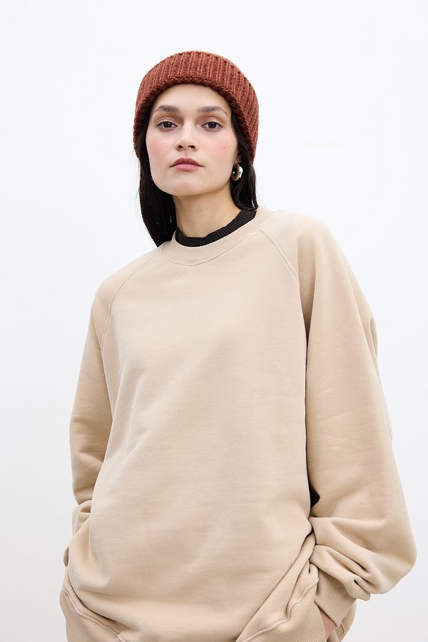 Manuka-Camel Oversize Basic Sweatshirt 1
