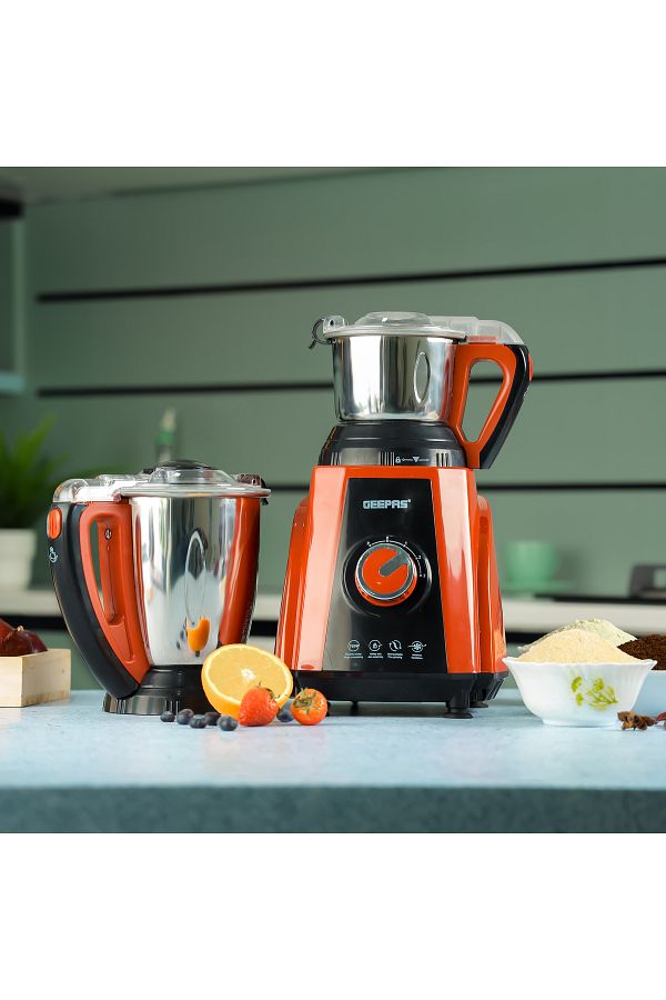 Geepas-3-in-1 Mixer Grinder, 3 Speed With Pulse, 1.5L Blending Jar & Grinder Jar, 0.5L Chutney Jar 1