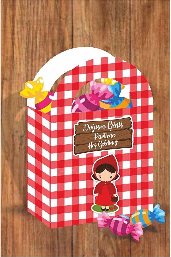 neşeli günlerim Kırmızı Başlıklı Kız Temalı Mini Çanta 12x7 Cm 8'li Paket