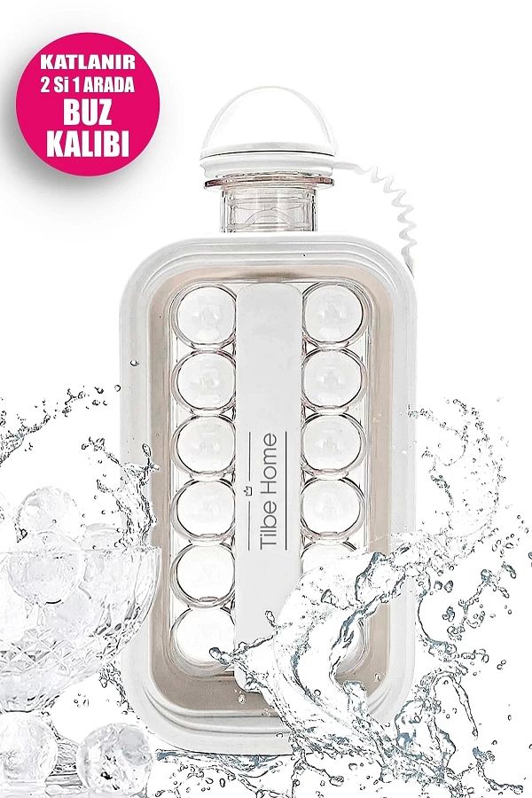 Tilbe Home-Folding Ice Cube Mold and Beverage Bottle Practical Portable Ice Cube Mold Maker Water Bottle Ice Box 1