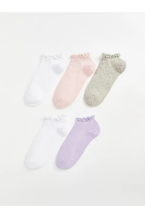 LC Waikiki-Lcw Kids Ecru Basic Girls Booties Socks 5-Pack 1