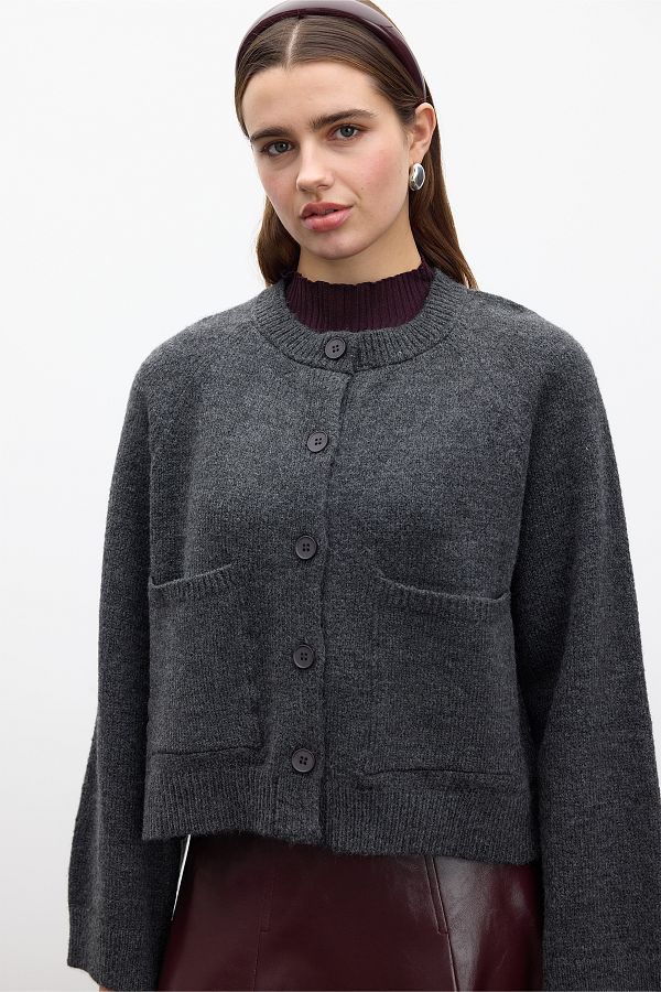 Manuka-AnthracitėT Tri̇Ko Hirka - Plain Knitted and Buttoned 1