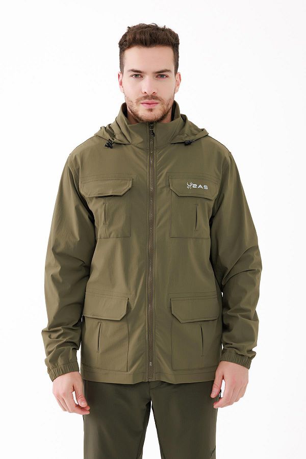 2AS-Men's Safari Jacket - Khaki Color 1
