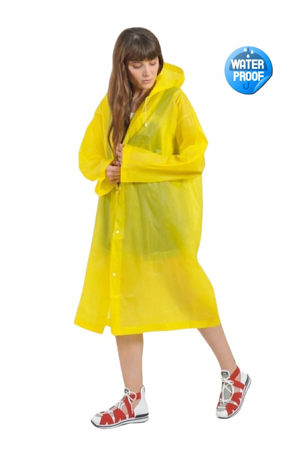 ERY İş Güvenliği-Waterproof Lightweight Eva Raincoat for Men and Women - with Hood and Snaps 1