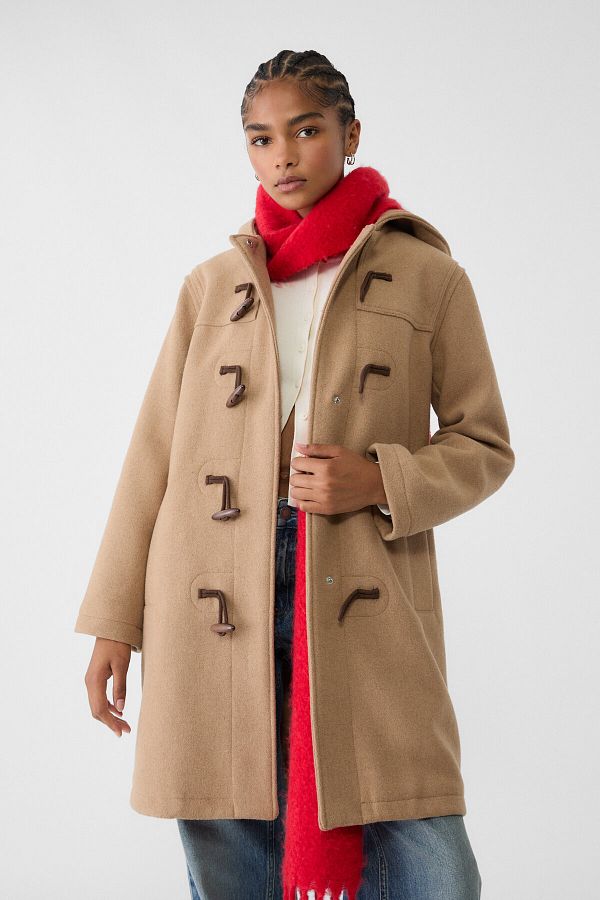 Stradivarius-Felt texture midi duffle coat 1