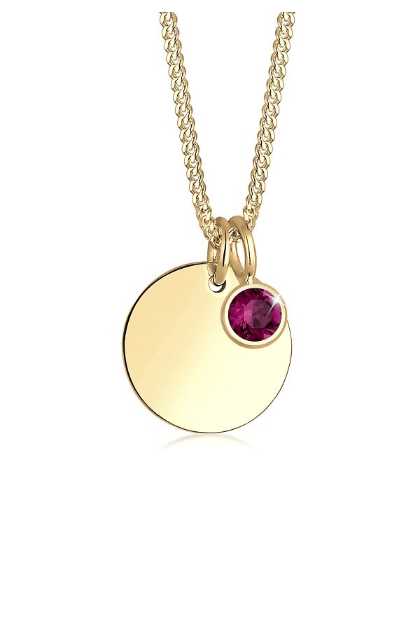 ELLI-Halskette Damen Plättchen Geburtsstein Anhänger April mit Kristallen in 925 Sterling Silber vergoldet 1